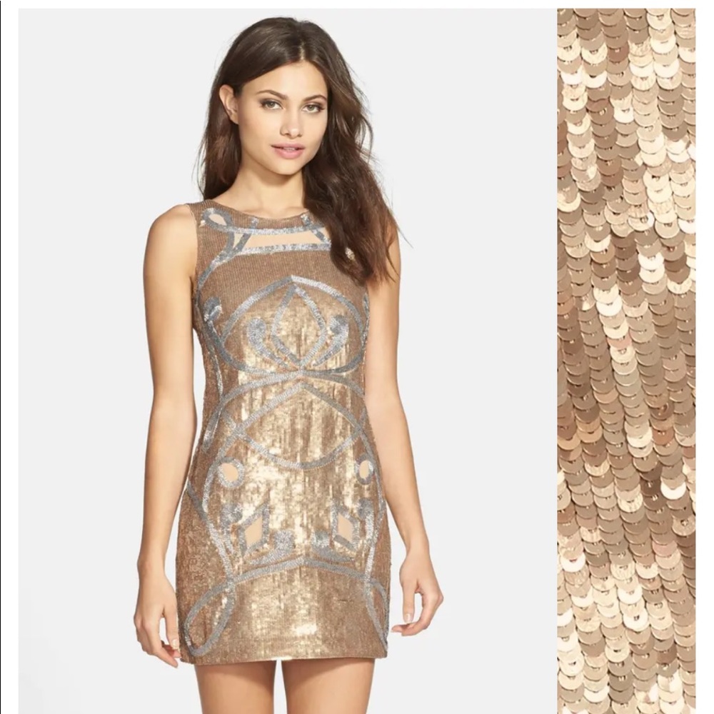 Needle & Thread Sequin Gold Mini Dress size 8